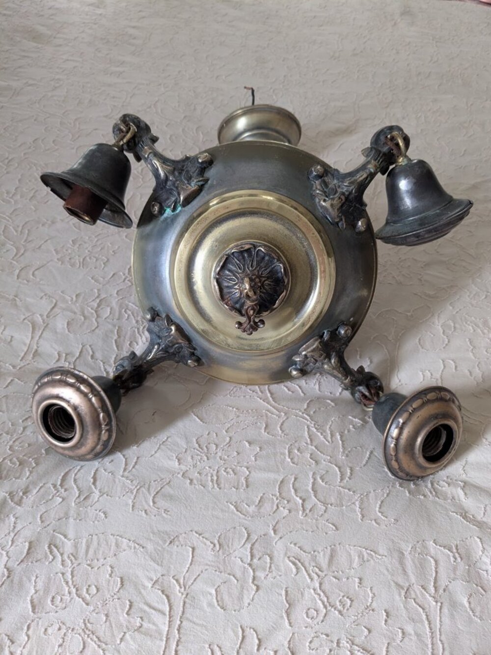 Antique Mixed Metal Pan Ceiling Light Pendant Fixture